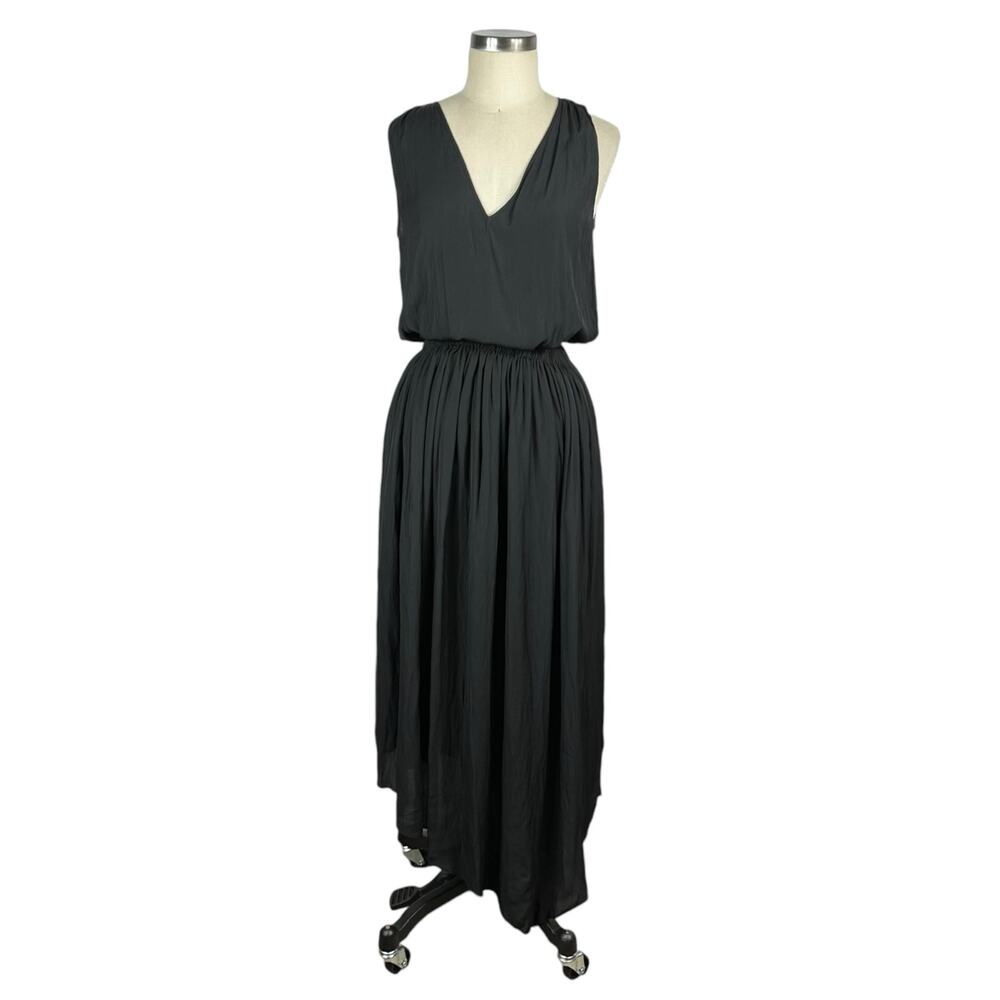 RAMY BROOK Glaimi Asymmetrical Midi Dress Women's Size XS NWT Black Satin LBD